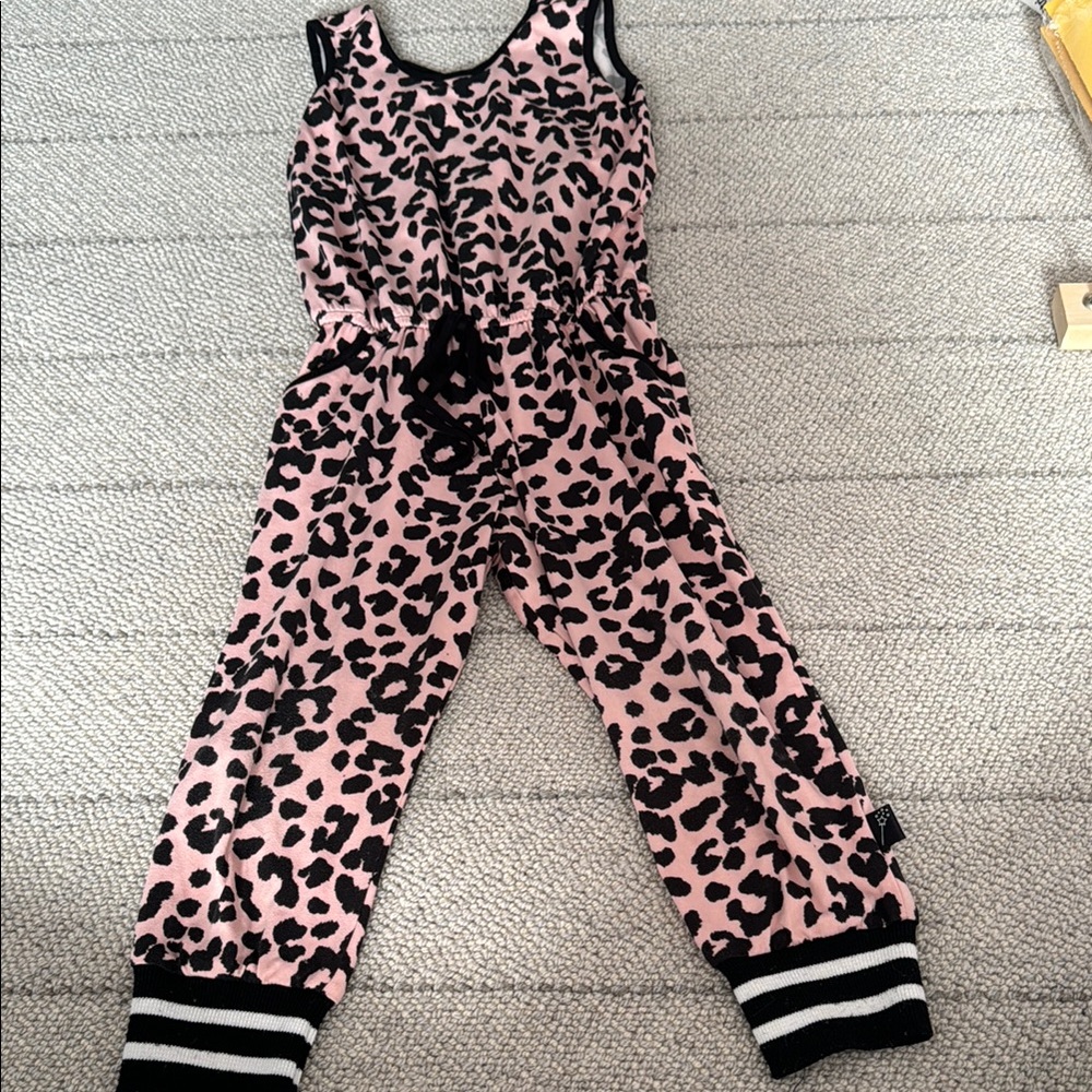 Pixie Lane Leopard Print Kids Jumpsuit size 2-3